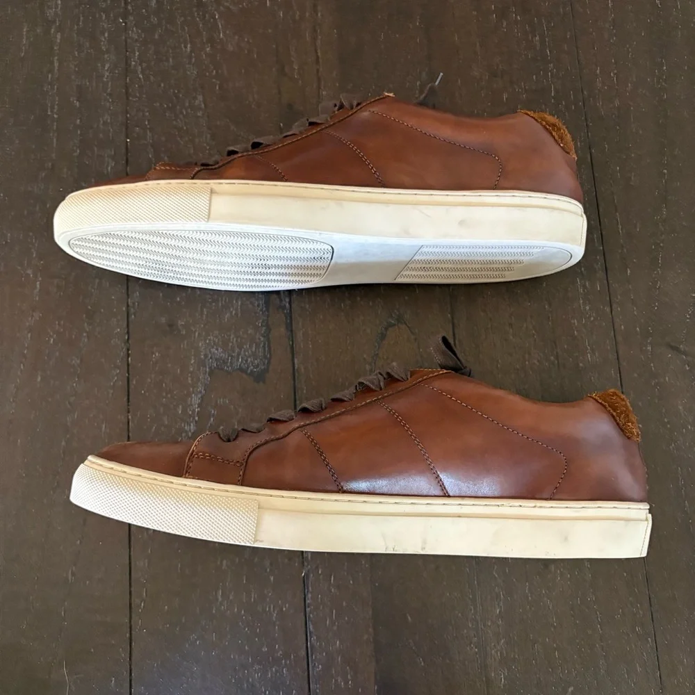 Nordstrom Brown Leather Casual Sneakers Shoes‎ Men’s Size 13 Neutral